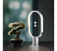 Xhope4u Table Lamp for Bedroom - Balance Lamp,Bedside Lamp with Touch Dimmer,Nightstand Lamp,3 Level Brightness Rechargered Night Light for Home,Office,College Dorm (Silver)