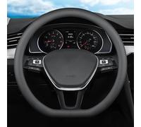 XHRING D-Shaped Car Steering Wheel Cover for Volkswagen VW Atlas Tiguan ID.4 Taos Passat Golf Jetta Beetle Polo GTI CC Touareg SE SEL R-line S Cross Sport Accessories, 2025 Leather Black
