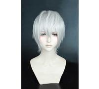 XHSDOZD Anime Cosplay Wig，Tsukiuta The Animation Shimotsuki Shun Wig，Short white Wig，with Free Wig Cap，for Christmas Carnival party Halloween Cosplay Wig