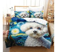 XHSMSHWY Bixiong Dog 3D Printed Quilt Cover Set 3 Pieces Bedding Soft Microfiber with Zipper Closure，Pillowcases for Teens And Adults Double（200x200cm）
