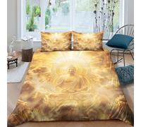 XHSMSHWY Buddha for Boys Girls 3D Printed Buddhism Duvet Cover Comforter Covers Quilt Cover Bedding Set with Pillow Cases Soft Microfiber with Zipper Closure 3 Pieces Double(200x200cm)