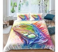 XHSMSHWY Lizard Quilt Cover for Teens And Adults Duvet Cover Comforter Covers 3D Print Chameleon Soft Microfiber with Pillow Cases with Zipper Closure Bedding Set 3 Pieces King(220x240cm)