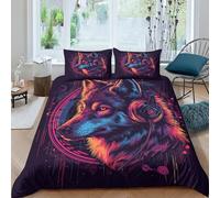 XHSMSHWY Wolf 3D Print Musical Wolf for Boys Girls Comforter Covers Duvet Cover Quilt Cover with Pillow Cases with Zipper Closure Bedding Set Soft Microfiber 3 Pieces Double（200x200cm）