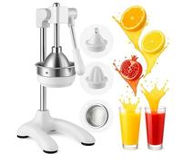 XHSMYXGS Heavy Duty Cast Iron Manual Juicer - Stainless Steel Citrus Squeezer for Lemon & Orange - Easy to Clean Countertop Juicing for Home & Bar Use (White)