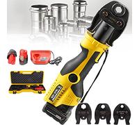 XHSMYXGS Hydraulic Plumbing Pipe Press Tool Kit, Pro Press Tool for Copper Pipe, for Pipe Diameter from 16 to 28.6mm, with 2 X 12V Batteries, 3 Dies DN15, DN20, DN25 Battery Powered