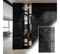 XHSMYXGS PU Stone Wall Panel Covering, 3D Wall Paneling Wallpaper, Home Hallway Accent Wall Cover, Kitchen Restaurant Bar Wainscoting Panel (Black 5pack)