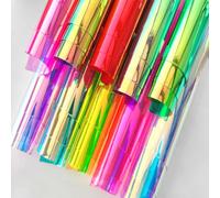 XHT 10 Pieces A4 Holographic Clear PVC Iridescent Transparent Vinyl Mirror Film Laser Craft Fabric Sewing Craft DIY Bow Bag Jewelry 30x21cm (Color : Series A)
