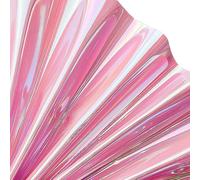 XHT 30 x 135 cm Mirror Rainbow Stripe Faux Leather Fabric, Gradient Color Synthetic PU Leather for Handbags Keychains Making, Pink