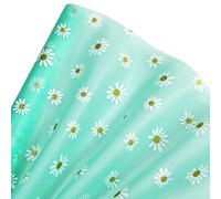 XHT 30 x 135CM Cyan Translucent TPU Jelly Sheets Big Daisy Pattern Printed Waterproof Vinyl Crafts Fabric for Pouches Keychains Jewelry Making