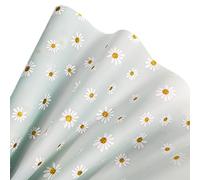 XHT 30 x 135CM Sky Blue Translucent TPU Jelly Sheets Big Daisy Pattern Printed Waterproof Vinyl Crafts Fabric for Pouches Keychains Jewelry Making