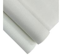 XHT 30x135cm Lychee Texture Solid Color Faux Leather Soft PU Vinyl Synthetic Leather for Earrings Bows Craft Making (White)