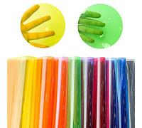 XHT 9 Pcs Transparent PVC Vinyl, Tinted Color Clear Jelly Faux Leather for Crafts 21cmx30cm