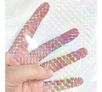 XHT Holographic Clear PVC Vinyl, 30 x 135 cm Iridescent Laminate Transparent Waterproof Vinyl Film (Grid)