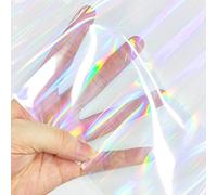 XHT Holographic Clear PVC Vinyl, 30 x 135 cm Iridescent Laminate Transparent Waterproof Vinyl Film (Holographic)