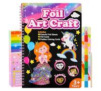 Xhtol Foil Art for Kids - No Mess Princess Foil Craft Kit for Kids Age 4-9, DIY Art and Craft Creative Activity 2026 Valentines Chiristmas Birthday Gifts for Girls Age 3, 4, 5, 6, 7, 8, 9
