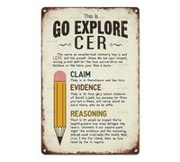 XHTRBF A Sign That Says CER Claim Statement About The Results of an Investigation Evidence Scientific Tin Wall Rusty Retro Looking Sign Poster Gifts Cafes Bar Club Office Store Yard Garage 12X8 Inch