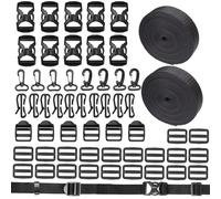 XHTXHT 10 m Nylon Webbing Strap 25 mm 36 Buckles 8 Swivel Hooks 10 Webbing End Clips Robust Backpack Buckle Set for DIY Crafts Adjustable with Buckle High Strength Outdoor Equipment
