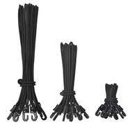 XHTXHT 30 Pcs Small Bungee Cords with Hooks, bungee cords,Black Elastic Rope Shock Cords Tarpaulin Hooks (4Inch 8Inch 12Inch)