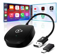 XHU Wireless CarPlay Adapter with Netflix, YouTube and Tiktok Stream Media Play, 2024 Upgrade Wireless CarPlay Video Adapter compatible with Phone iOS 10+ and Cars from 2016 with Wired CarPlay