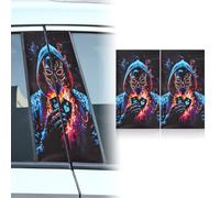 XhuangTech 1 Pair Car Centre Pillar Skull Sticker, Anti-Scratch Window Pillar Cover Exterior PVC Accessories, Waterproof B-Pillar Decal Self-Adhesive Stylish Decor for Car Side Door, Window (A4)