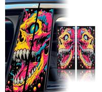 XhuangTech 1 Pair Car Centre Pillar Skull Sticker, Anti-Scratch Window Pillar Vinyl Cover Exterior Accessories, Waterproof B-Pillar Decal Self-Adhesive Stylish Decor for Car Side Door, Window (A2)