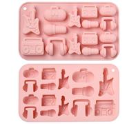 XhuangTech 2 Pcs Silicone Moulds Musical Note, 3D 15 Cavities Pink Fondant Mould Nonstick Reusable, Handicraft Decorations for DIY Chocolate Ice Candy Resin Candle Soap (Music 15 Cavities)