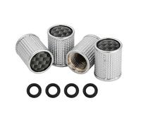 XhuangTech 4PCS Tyre Valve Caps Carbon Fiber, 0.47’’×0.39’’ Zinc Alloy Car Wheel Stem Air Caps with O Seal Ring, Universal Dust Cap for Cars, SUVs, Bicycles, Motorcycles, Trucks (Silver)