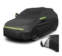 XhuangTech Aluminum Foil Cotton Car Cover, Waterproof Full Car Cover Sun Rain Dust All Weather Protection with Zip and Reflective Strips (Black, YXL - Fit SUV Length 485 to 510 cm)