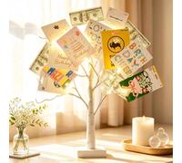 XhuangTech Birch Tree Light with 12 Clear Clips for Money Gift Card Holder | Artificial 23.62'' LED Warm White Tree Lamp Battery/USB Powered, DIY Table Lights for Christmas Wedding Birthday Home Decor