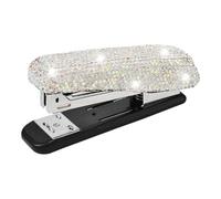 XhuangTech Bling Crystal Stapler, Handmade Rhinestone Cute Stapling Machine Stationery Stylish Accessories, Glitter Gem Desktop Stapler for Office School Classroom Home Supplies (White)