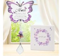 XhuangTech Butterfly Suncatchers, Crystal Acrylic Window Hanging Ornaments Aesthetics Decor, Rainbow Maker Sun Catcher Glitter Charms Accessories for Garden Wedding Birthday Christmas (For Mum)