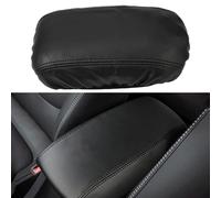 XhuangTech Car Centre Console Storage Box Cover Compatible with Corolla 2022-2024, PU Leather Car Centre Console Armrest Box Cover Water Repellent Wear Resistant with Elastic Band (Black Stiches)