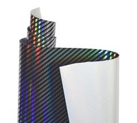 XhuangTech Car Vinyl Wrap Rainbow Laser, High Gloss Carbon Fiber Auto Body Film Bubble-Free, Self-Adhesive Film Waterproof Exterior Decal, Air Release Sticker for Car, Motorbike, Bicycle (30×152CM)