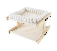XhuangTech Cat Window Hammock Perch, Cat Bed Kitty Sunny Seat Double Layers with Soft Cushion, Window Sill Pet Perch for Indoor Cats Sunbathing Bird Watching, 77LBS Weight Capacity (White)
