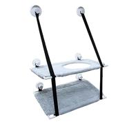 XhuangTech Cat Window Hammock Perch, Grey Cat Bed Kitty Sunny Seat Double Layers Thickened Fleece for Indoor Cats, Window Sill Holder Pet Perch With 6 Suction Cups Holds Up to 40lbs (Grey)