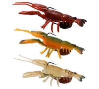 XhuangTech Crayfish Jigs Pre-Rigged 3 Pack, 3D Realistic Lifelike Shrimp Fishing Lures with Back Fin Hidden Hook, Artificial Slow Sinking Lure Freshwater & Saltwater Bait Tackle Accessories