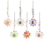 XhuangTech Crystal Flower Suncatchers Glass Hanging Ornaments, Bling Rhinestones Pendant Aesthetics Decor, Rainbow Maker Suncatcher Glitter Charms Accessories Suitable for Window Courtyard Garden