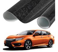 XhuangTech Gloss Black Forged Fiber Vinyl Wrap, Waterproof Car Decorative Sticker Self-Adhesive, DIY Air Release Paint Protective Film Exterior Interior Decal for Car, Truck, SUV, Furniture (30×152CM)