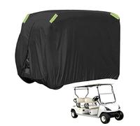 XhuangTech Golf Cart Cover, 210D Black Oxford Fabric Golf Buggy Cover All-Weather Accessories, Waterproof Reflective Strips Outdoor Cover with Elastic Band Zipper Door for EZ-GO, Club Car (8-Seater)