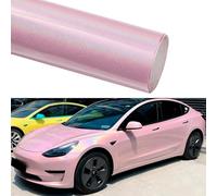 XhuangTech Holographic Car Wrap Film, Rainbow Laser Pink PET Car Body Wraps Waterproof with Air Channel, Colour Change Paint Protection Wrap Roll for Auto Exterior Interior Decor (152x30cm)