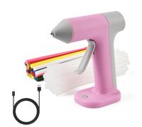 XhuangTech Hot Glue Gun Cordless Fast Preheating with Glue Sticks (7x150 mm), 2000mAh USB Rechargeable Mini Hot Melt Glue Gun Kit for Crafting Fabric Stone Metal DIY Hobby (Pink+52 Glue Sticks)