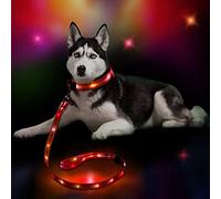 XhuangTech Light Up Dog Collar and Leash Set Rechargeable Waterproof, LED Dog Silicone Collar Glow in the Dark, Night Safety Flashing Light Collar and Leash for Small/Medium/Large Dogs (Orange)