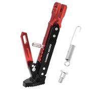 XhuangTech Motorcycle Kickstand, Adjustable Side Support Stand Replacement, Aluminum Moped Side Stand Universal Accessories, Anti-Slip Parking Leg Side Stand for Scooter Motorbike (Red)