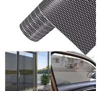 XhuangTech One-Way Perforated Window Film, Adhesive Dotted Mesh Glass Wrap Privacy Protection, Automotive Sun Blocker Black Window Vinyl Sticker Tint for DIY Car Home Office (30X120CM)