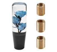 XhuangTech Rose Flower Gear Shift Knob 5.51’’×1.34’’, Aluminium Acrylic Shift Lever Creative, Auto Interior Accessories for Most Manual Transmission Vehicle with M8 M10 Adapters (Blue)