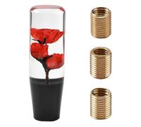 XhuangTech Rose Flower Gear Shift Knob 5.51’’×1.34’’, Aluminium Acrylic Shift Lever Creative, Auto Interior Accessories for Most Manual Transmission Vehicle with M8 M10 Adapters (Red)