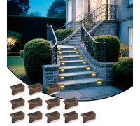 XhuangTech Solar Deck Lights Outdoor 12 Pack, Solar Step Lights Waterproof LED Solar Powered Outdoor Lights for Deck Stair Fence Railing Wall Garden Backyard (Warm White-Brown)