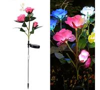 XhuangTech Solar Roses Flowers Lights Outdoor Garden Ornaments, IP55 Waterproof 3 Heads Rose Lights Flower Solar Stake Lights Outdoor Decor for Yard Lawn Patio Porch Fence Flowerbed Pathway (Pink)