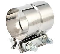 XhuangTech Step Silver Exhaust Clamp, Stainless Steel Lap Joint Band Clamp Universal Connector, Flexible Repair Parts Exhaust Clamp Adapter for Pipes, Mufflers, Catalytic Converters (76mm (3''))