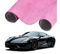 XhuangTech Suede Fabric Car Wrap Film, DIY Soft Touch Paint Protective Film with Air Channel, Self-Adhesive Car Decorative Sticker Exterior Interior Elastic Decal (Pink, 50×152CM)